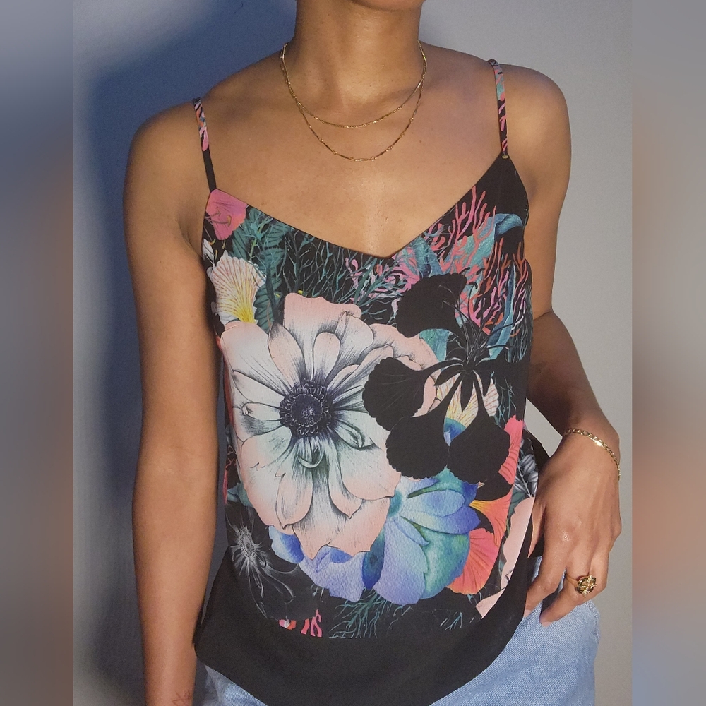 French Connection Floral Cami Tank Top Size US 2 Adjustable Straps